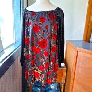 Adiva "Oct Fashion" Velvet Long Sleeve Tunic, Size 1X, Style#B3A3120B200AN, NWT